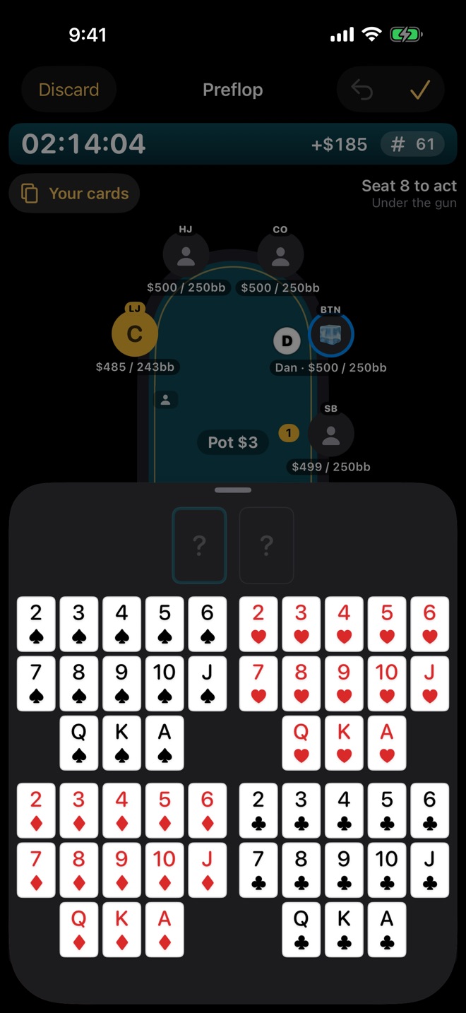 One-tap card grid