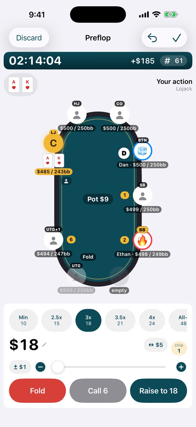 Preflop open-size presets