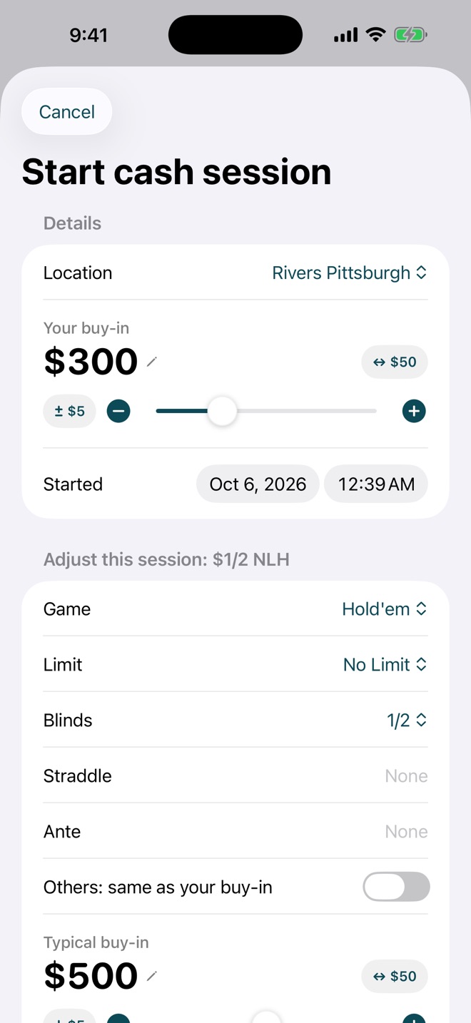 Starting a cash session from a profile
